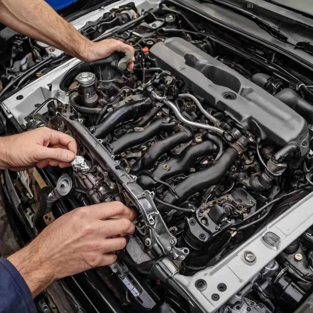 Процесс замены прокладки ГБЦ на Audi 80 B4